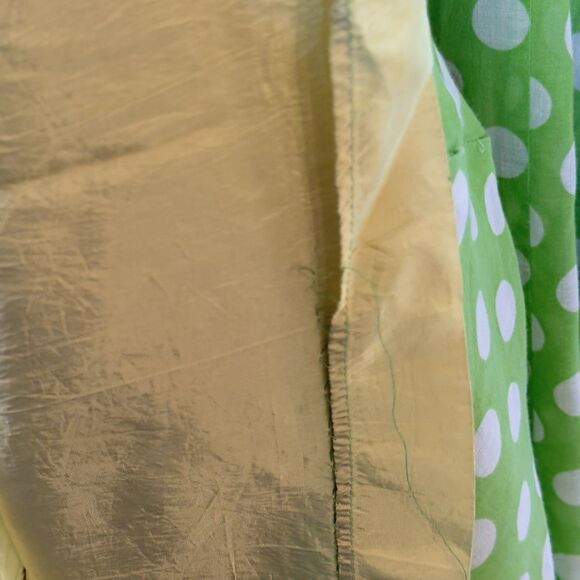 Vintage 60s Milkmaid Polka Dot Dress Size Small Green Handmade Trad Off Shoulder - Picture 9 of 16